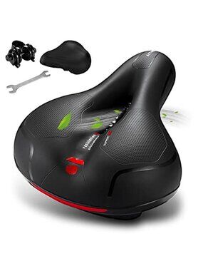 Wide Bike Seat Memory Foam Comfort Saddle Shock Absorbing Waterproof